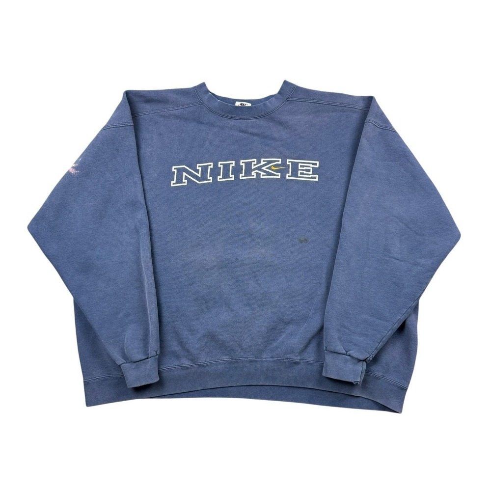 Vtg‎ 90s Nike Crewneck Sweatshirt Men XXL Blue Faded Distressed Made In USA Boxy